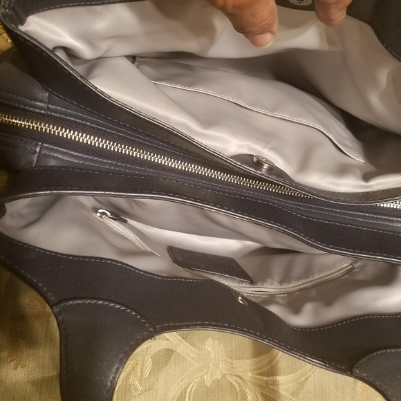 Coach grayish dark blue leather purse - Picture 3 of 4